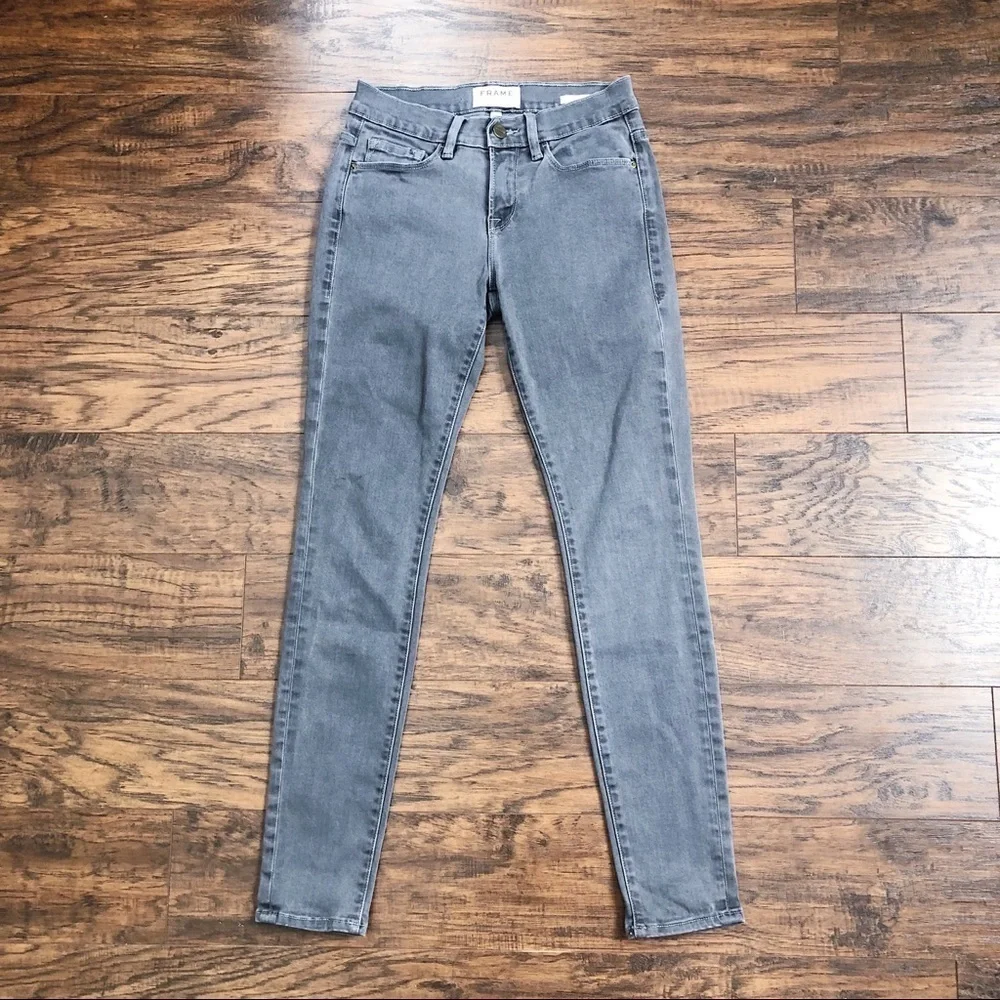 Frame • Le Skinny de Jeanne grey jeans ankle cropped denim mid rise - Picture 3 of 9